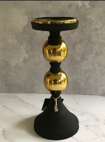 Candelero negro con dorado de metal