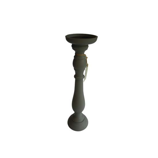 Candelero de madera color gris