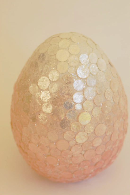 Neutral pink easter egg with silver